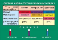 Таблица Окраска индикаторов в различных средах (винил) - «globural.ru» - Йошкар-Ола