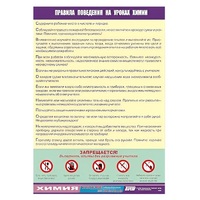 Таблица демонстрационная "Правила поведения на уроках химии" (винил 70х100) - «globural.ru» - Йошкар-Ола