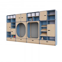 Детская стенка с местом для хранения и зонами отдыха из коллекции «НЕГА» (цвет голубой) - «globural.ru» - Йошкар-Ола